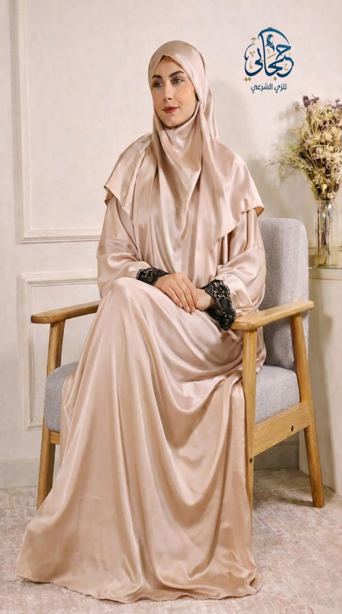 طقم الإسدال بالخمار الفرنسي ... بيج