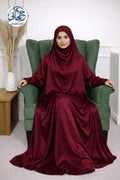 New French Khimar Isdal Set for kid Burgundy