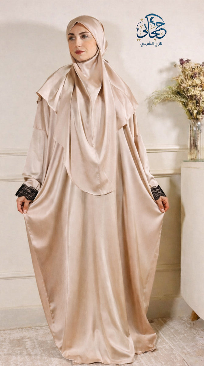 طقم الإسدال بالخمار الفرنسي ... بيج