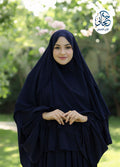 Two-layer round Indonesian khimar navy blue